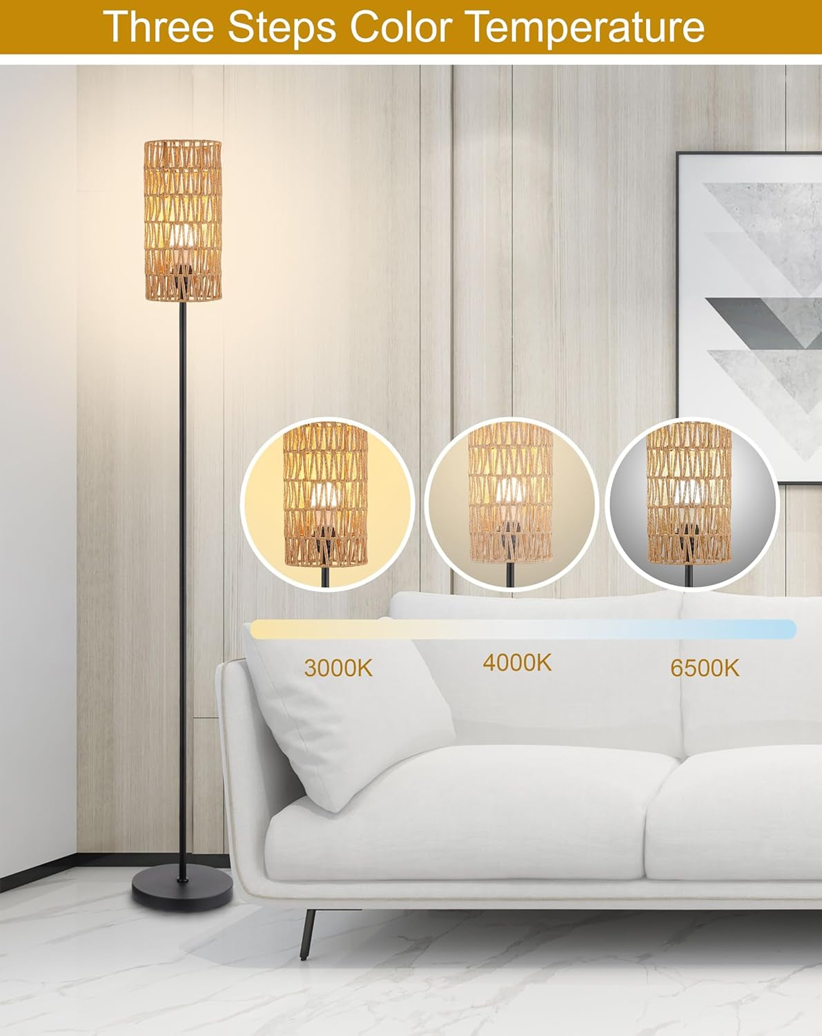 Lámpara de Pie Rattan Natural