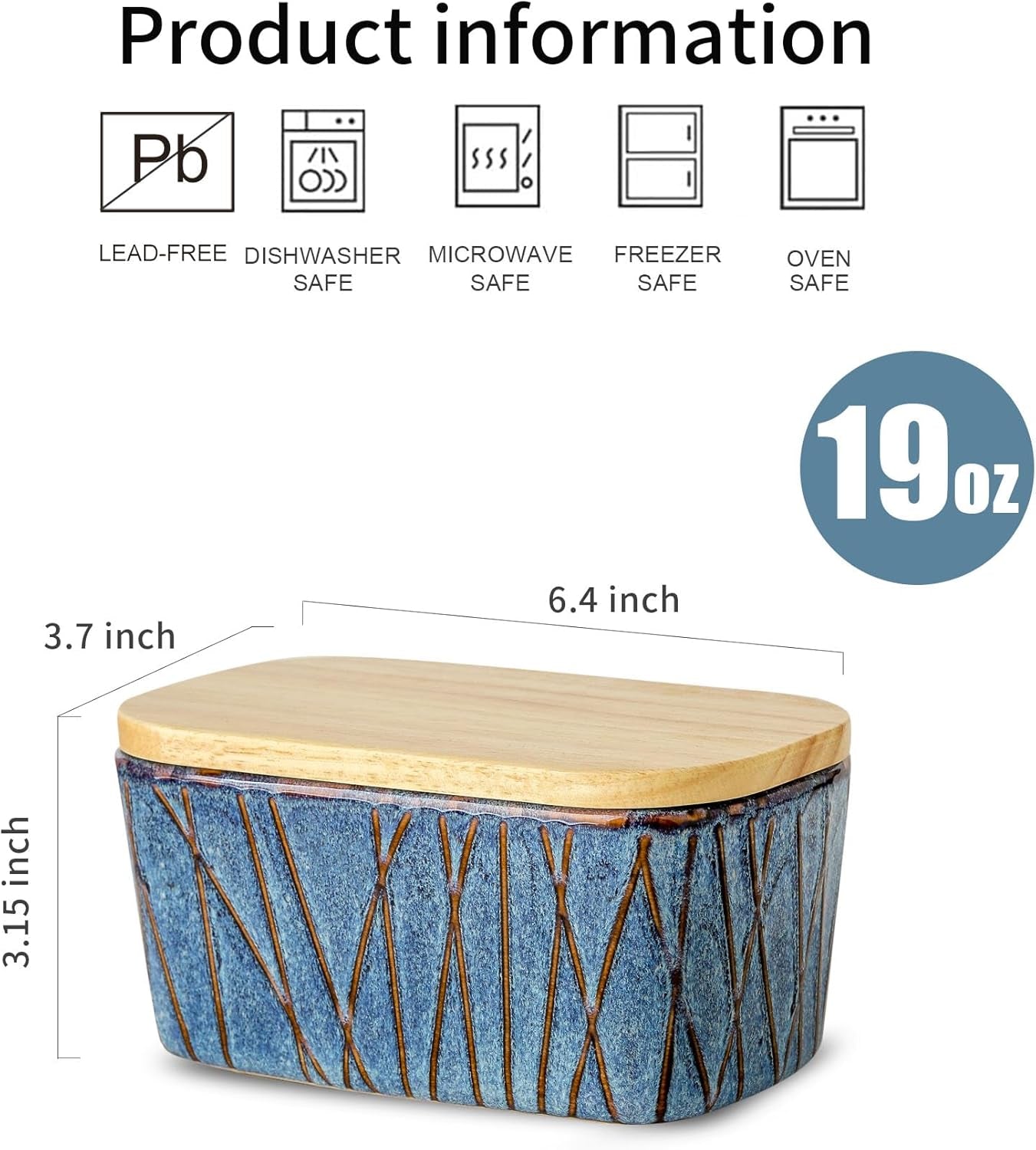 Mantequera Cerámica Tapa Madera 6x3,5