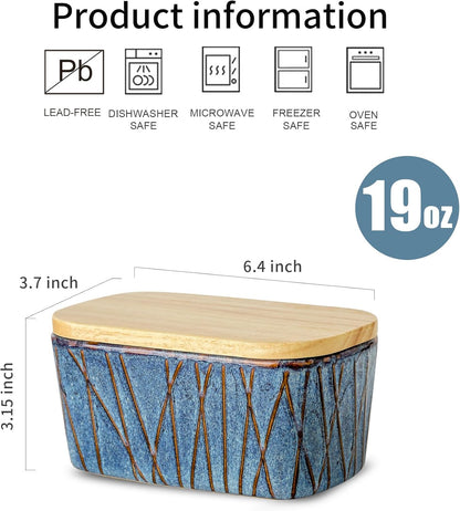 Mantequera Cerámica Tapa Madera 6x3,5
