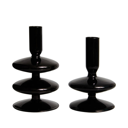 Florero de Vidrio Negro Creativo – Portavelas Decorativo Nórdico para Escritorio y Hogar