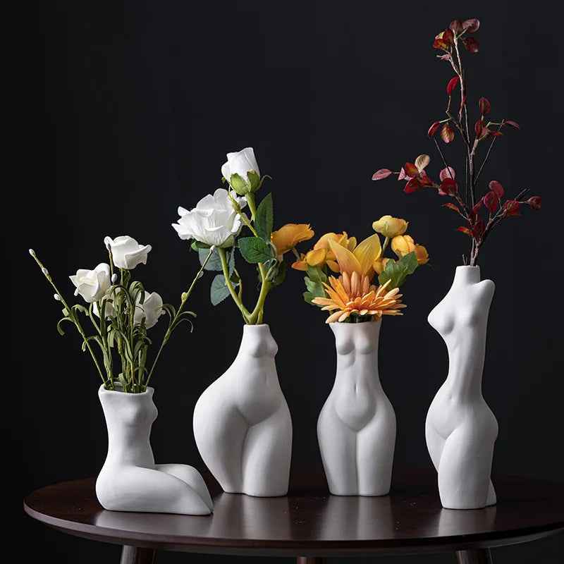 Florero de Cerámica Forma Cuerpo Humano – Decoración Nórdica y Arte para Hogar