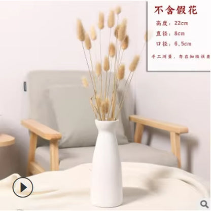 Florero de Cerámica Japonesa Nórdica Blanco/Negro Mate – Hecho a Mano, Estilo Zen