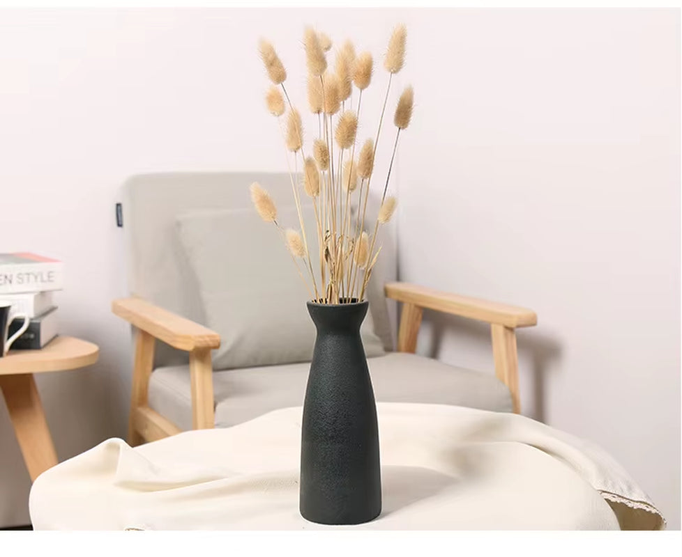 Florero de Cerámica Japonesa Nórdica Blanco/Negro Mate – Hecho a Mano, Estilo Zen