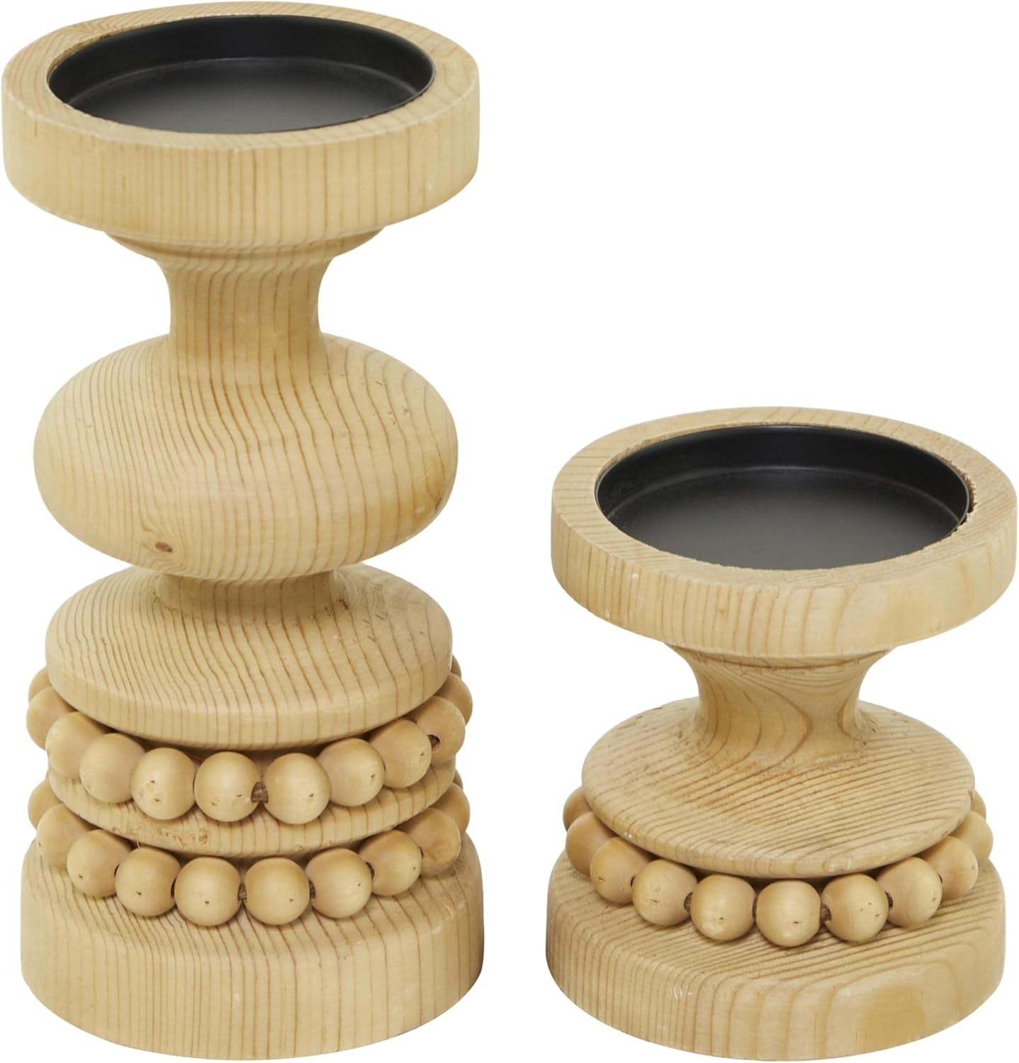 Set Candelabros Madera Marrón 2 Pzs