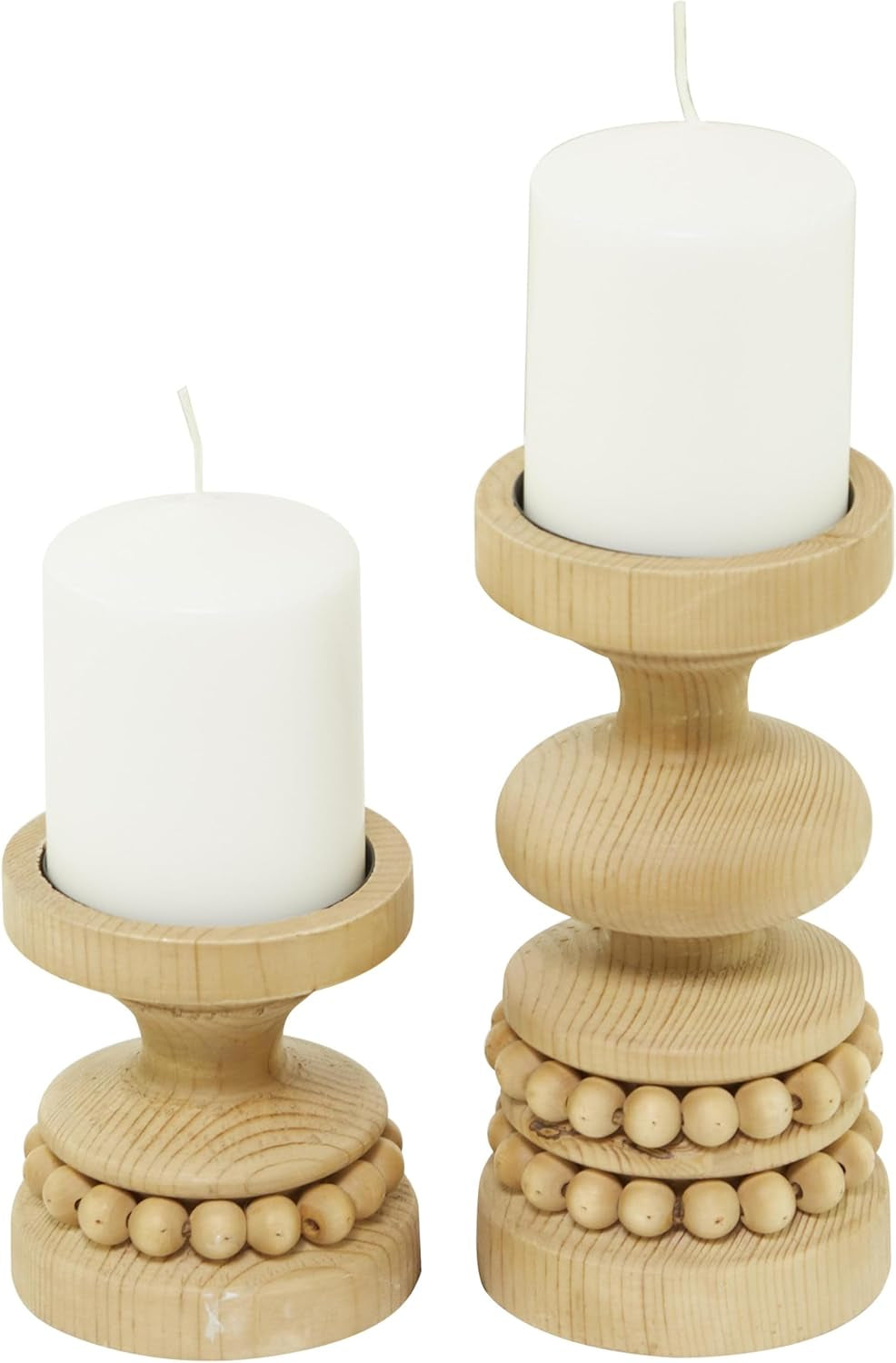 Set Candelabros Madera Marrón 2 Pzs