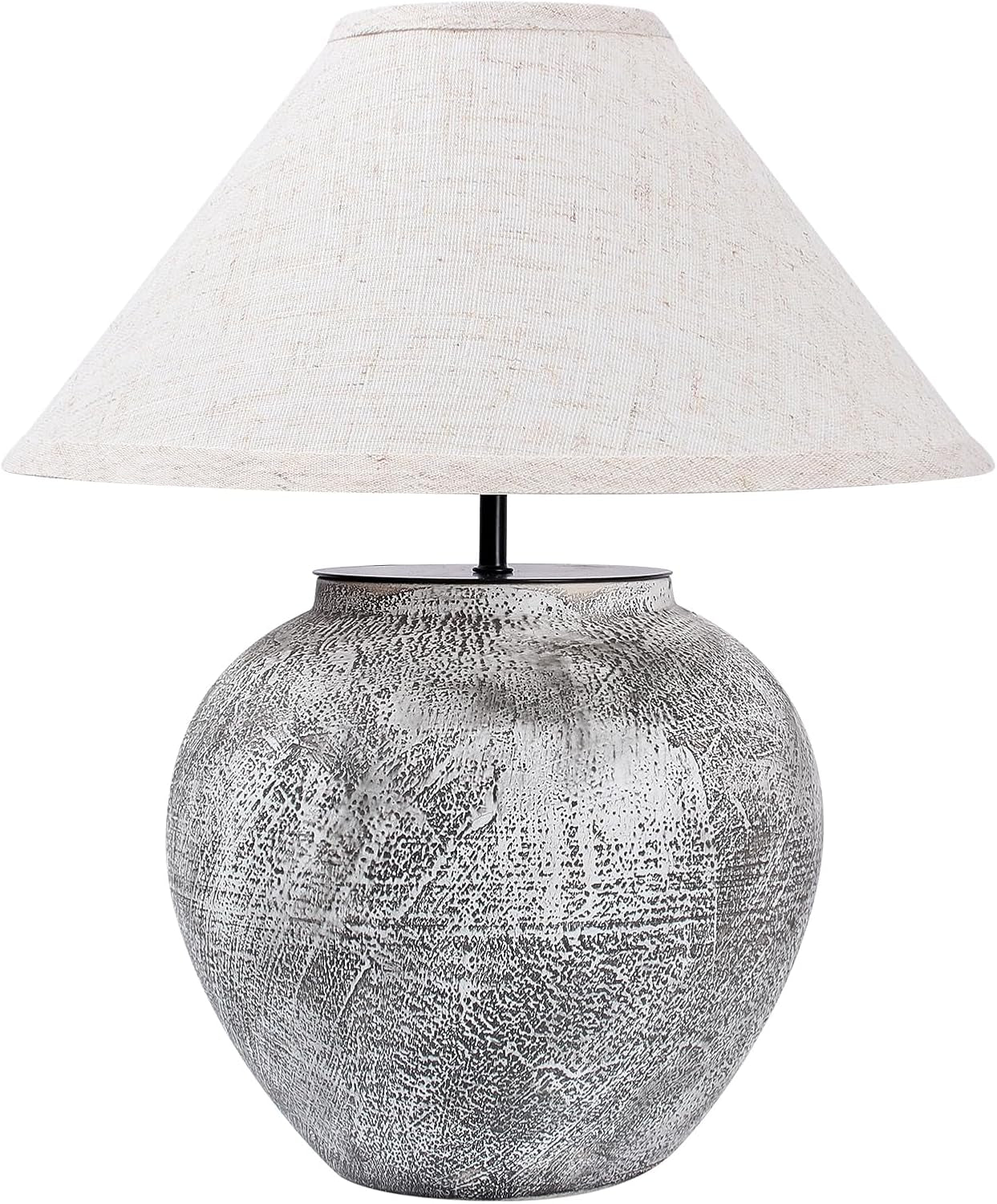 Lámpara Mesa Cerámica Blanca Vintage