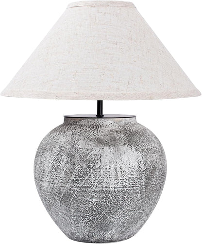 Lámpara Mesa Cerámica Blanca Vintage