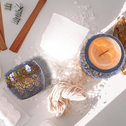 Porta Vela Cristal Ámbar Mosaico Handmade