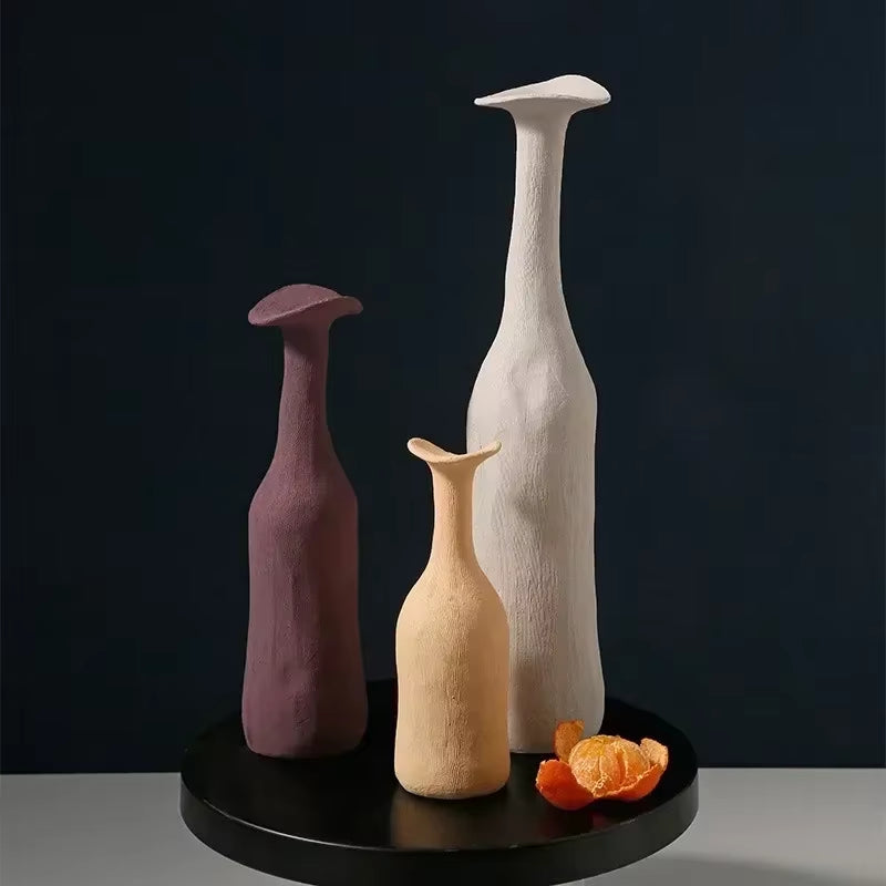 Florero de Cerámica Hecho a Mano Estilo Nórdico – Diseño Texturizado para Decoración Elegante