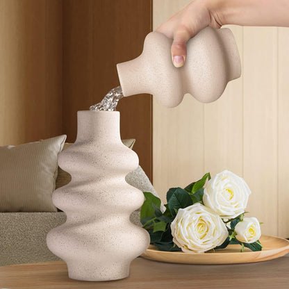 Set de 2 Jarrones de Cerámica Blanca