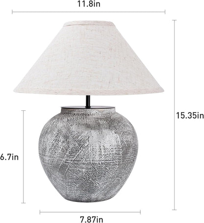 Lámpara Mesa Cerámica Blanca Vintage