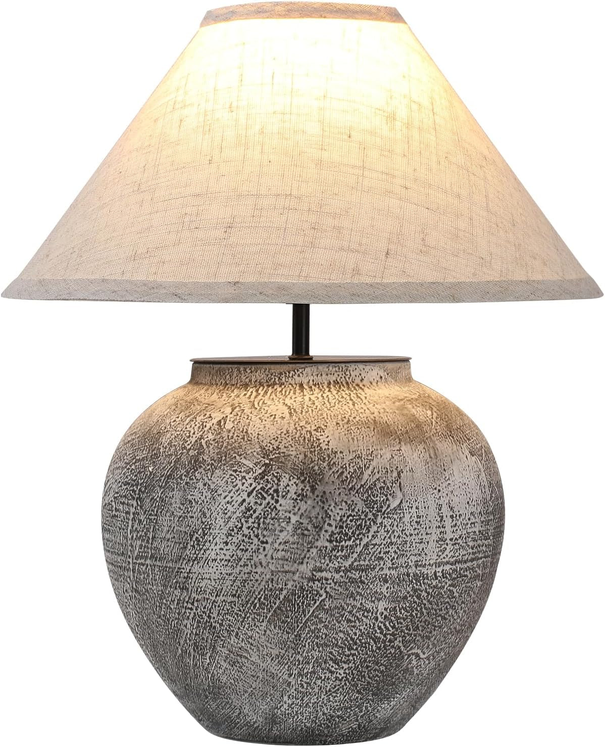 Lámpara Mesa Cerámica Blanca Vintage