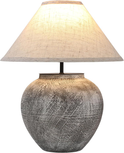 Lámpara Mesa Cerámica Blanca Vintage