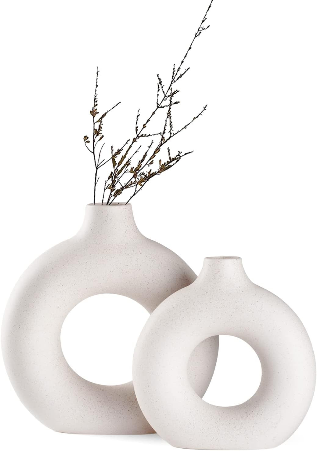 Set de 2 Jarrones Cerámica Blanco