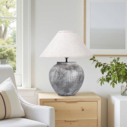 Lámpara Mesa Cerámica Blanca Vintage