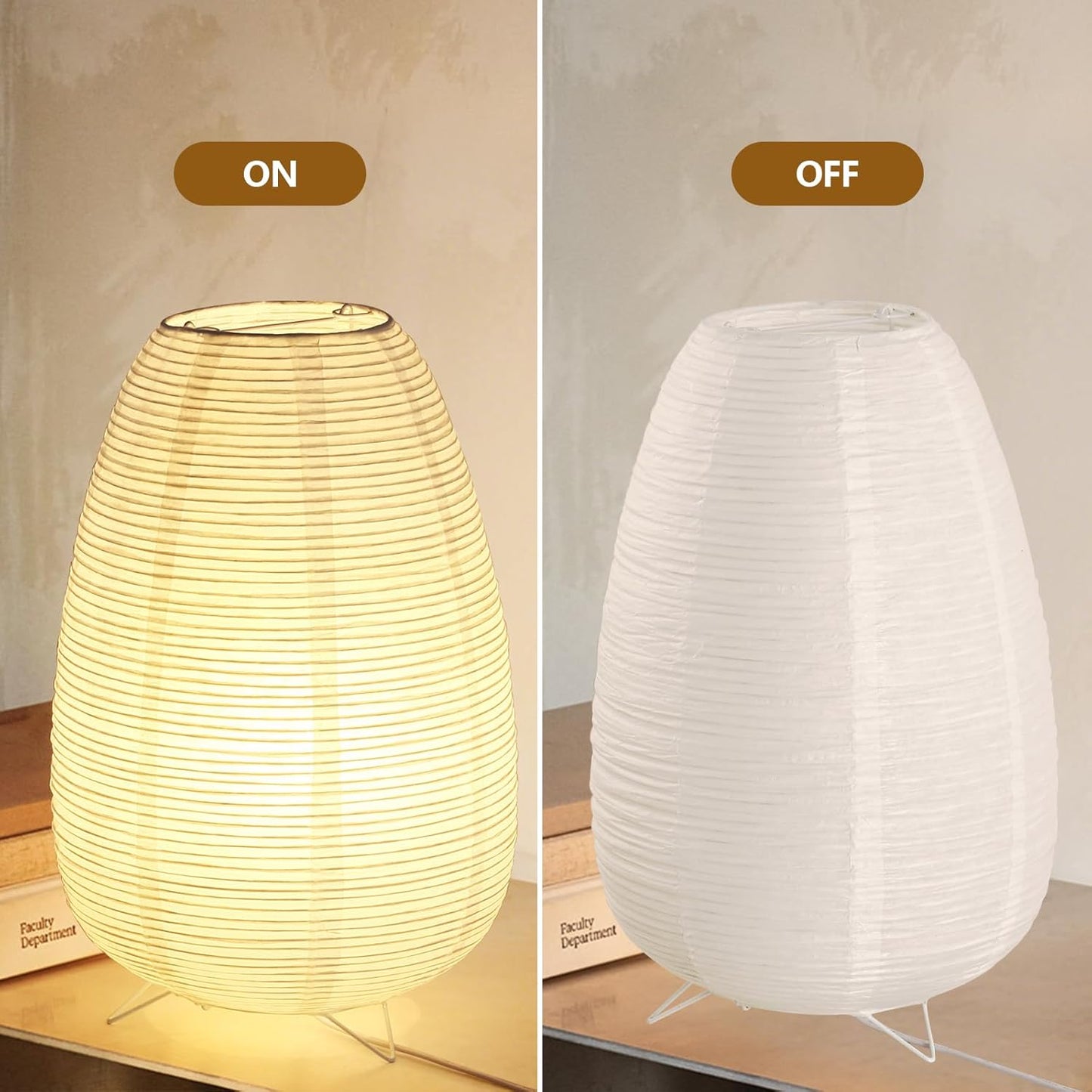 Lámpara de Mesa de Papel de Arroz Estilo Japonés – Luz de 3 Colores Wabi-Sabi con Bombilla Incluida