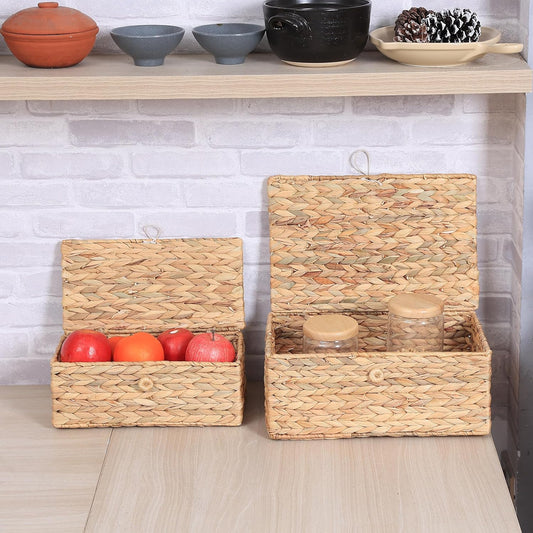 Set 2 Cajas Rattan con Tapa