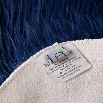 Alfombra de Piel Sintética Ultrasuave Ashler 60x90 cm – Azul Marino, Lavable, Ideal Dormitorio y Living