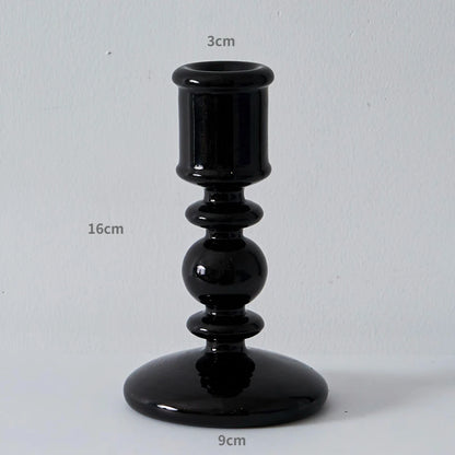 Florero de Vidrio Negro Creativo – Portavelas Decorativo Nórdico para Escritorio y Hogar