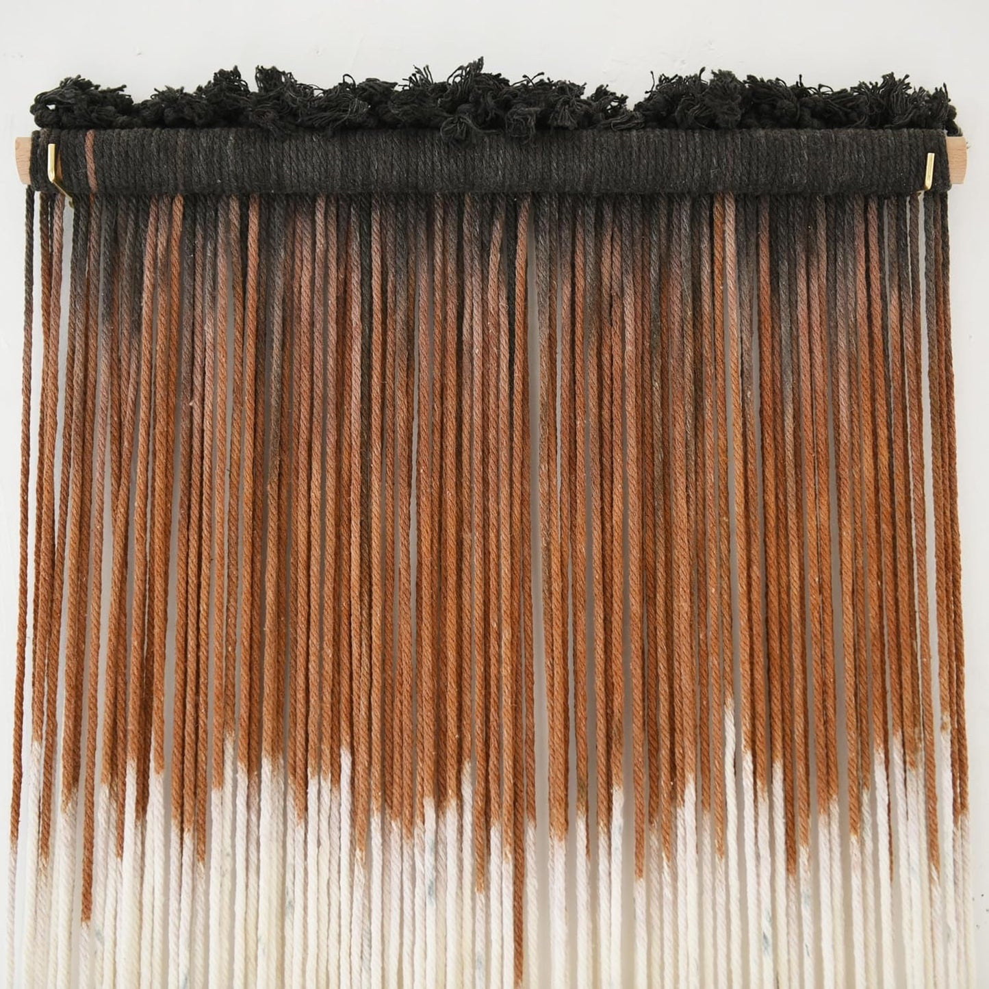 Tapiz Macramé Marrón Boho con Flecos 38x110 cm