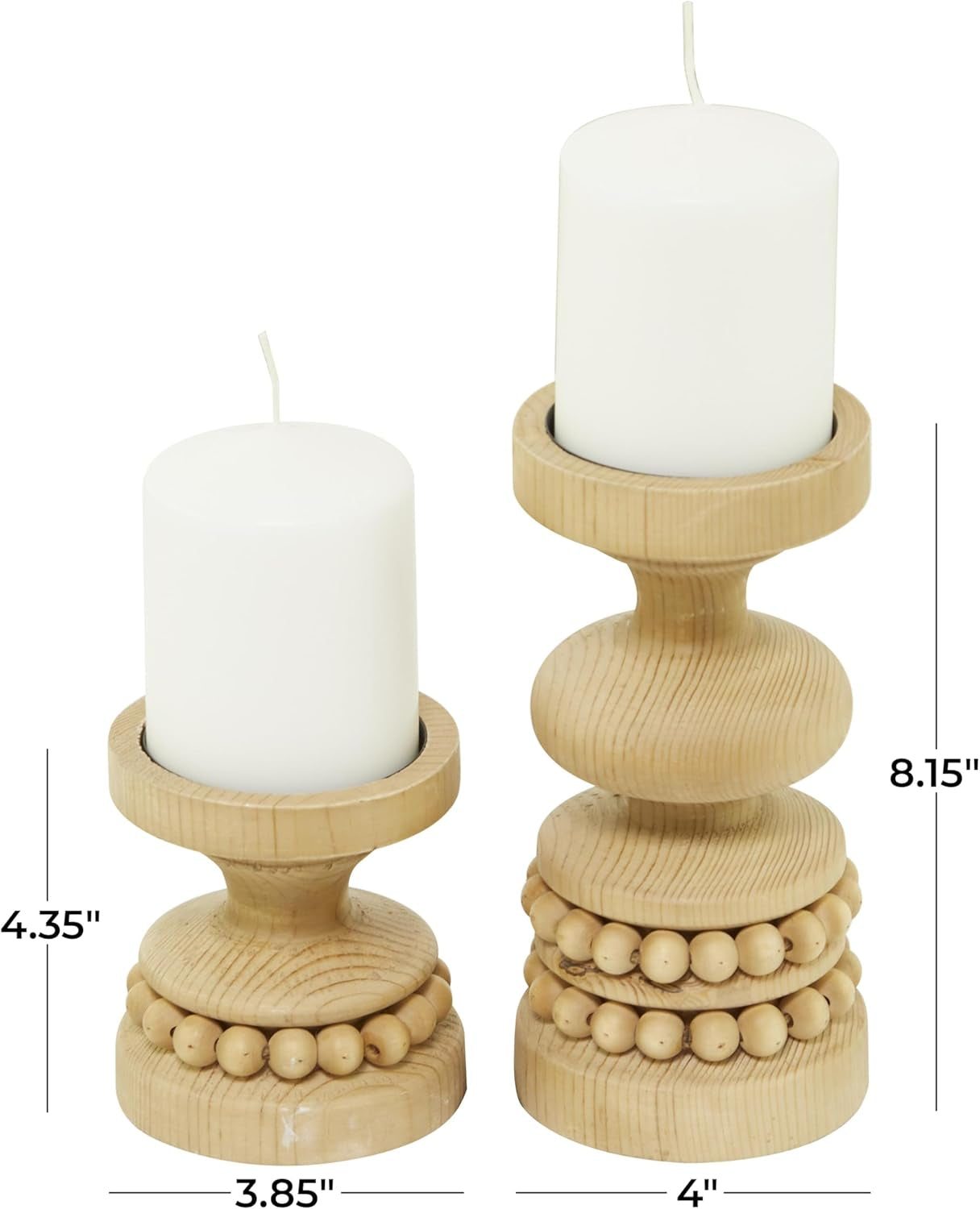 Set Candelabros Madera Marrón 2 Pzs