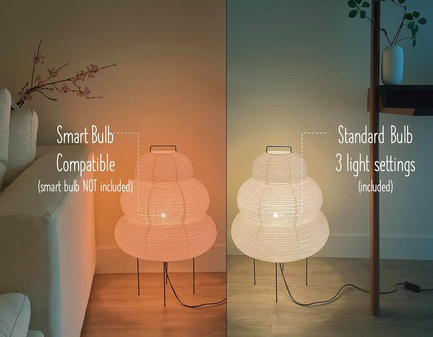 Lámpara Piso Noguchi Papel Japonés Akari