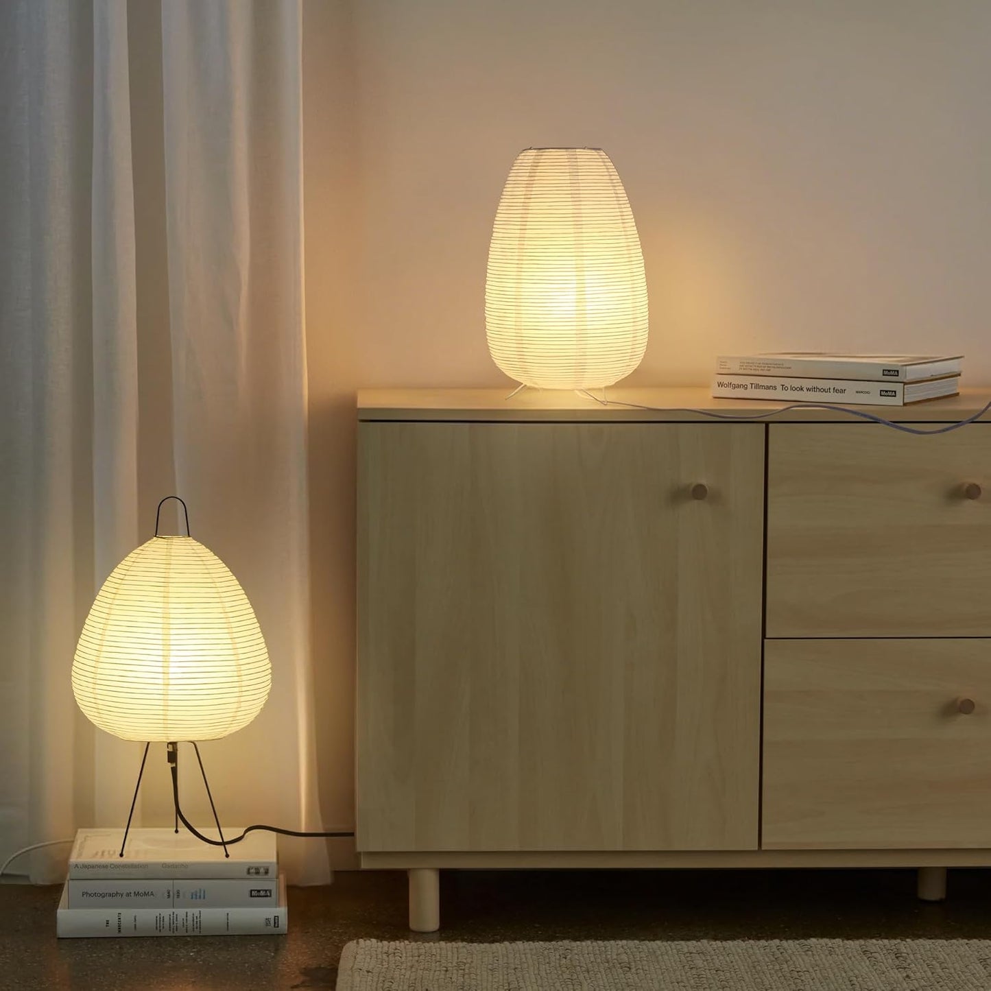 Lámpara de Mesa de Papel de Arroz Estilo Japonés – Luz de 3 Colores Wabi-Sabi con Bombilla Incluida