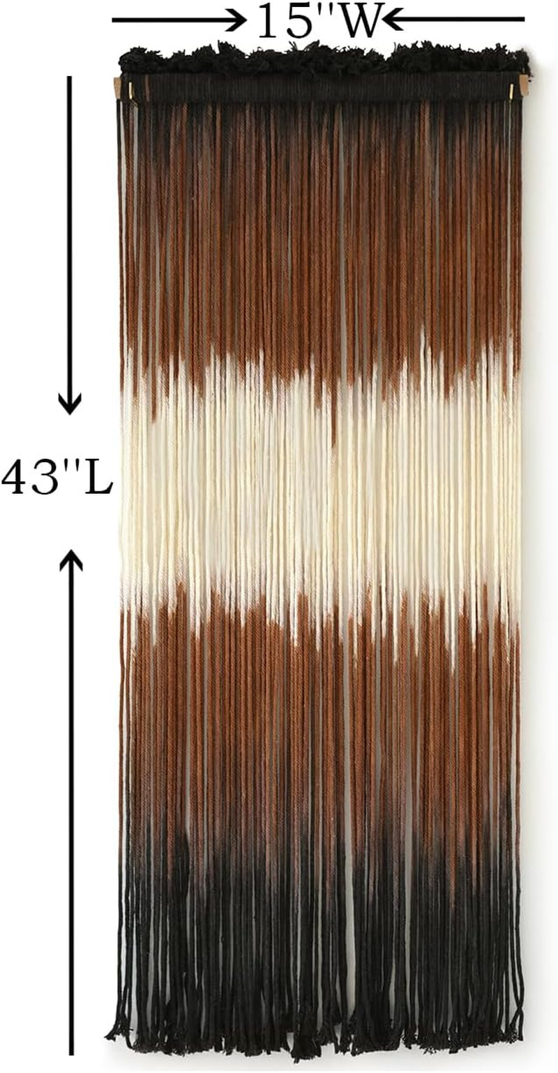 Tapiz Macramé Marrón Boho con Flecos 38x110 cm