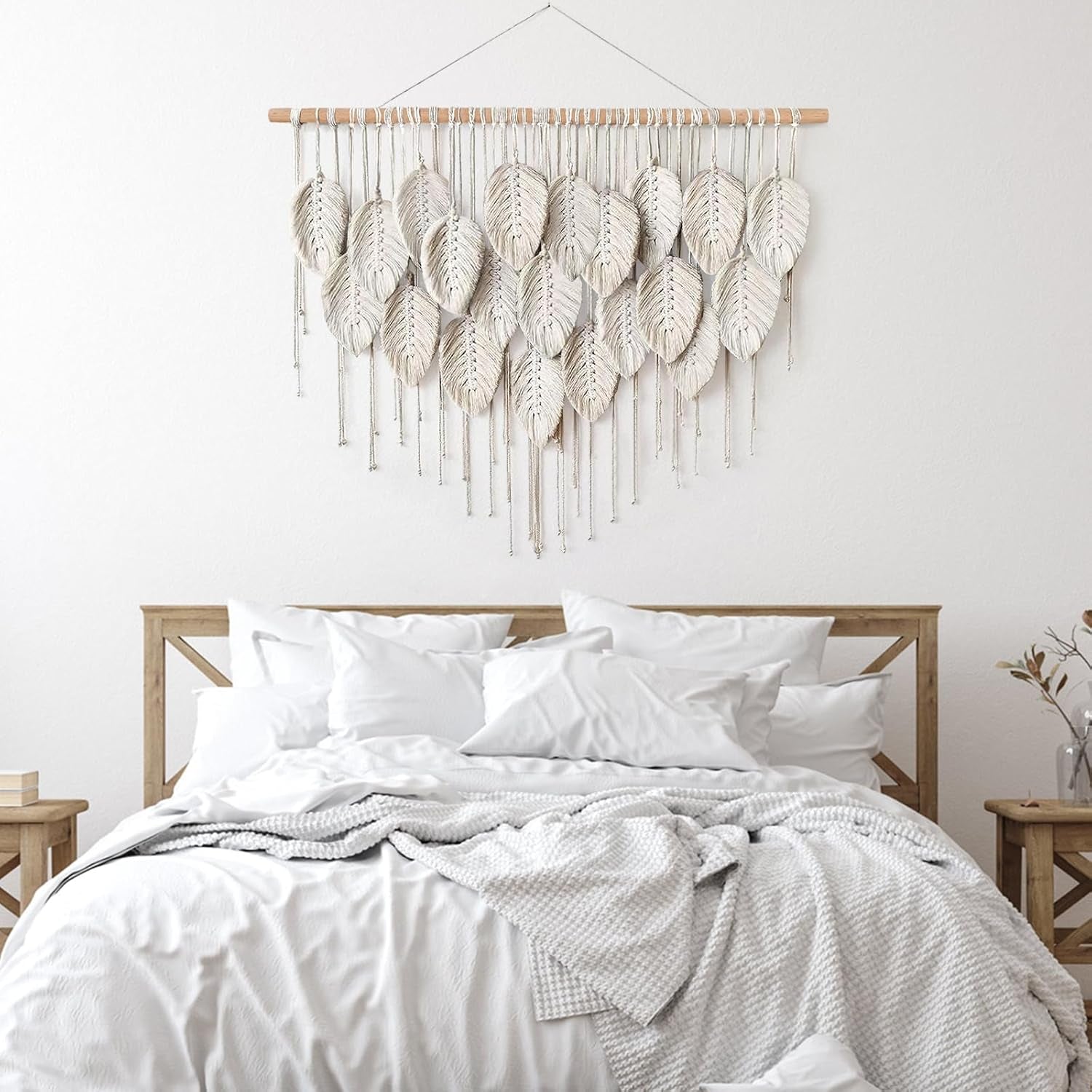 Tapiz Macramé Beige con Hojas Boho