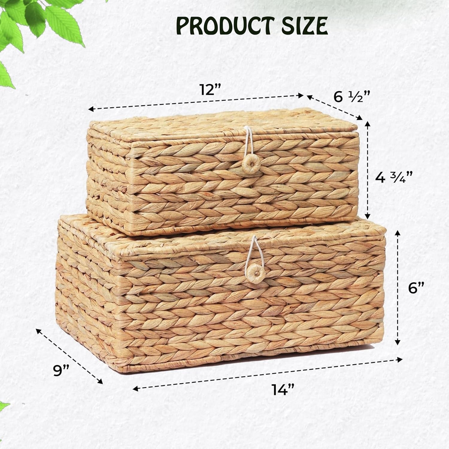 Set 2 Cajas Rattan con Tapa