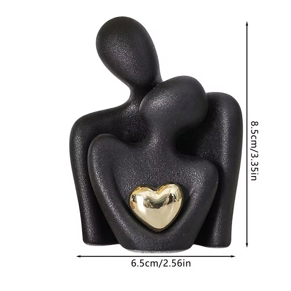 Escultura Abstracta de Pareja en Cerámica – Decoración Moderna Nórdica para Hogar