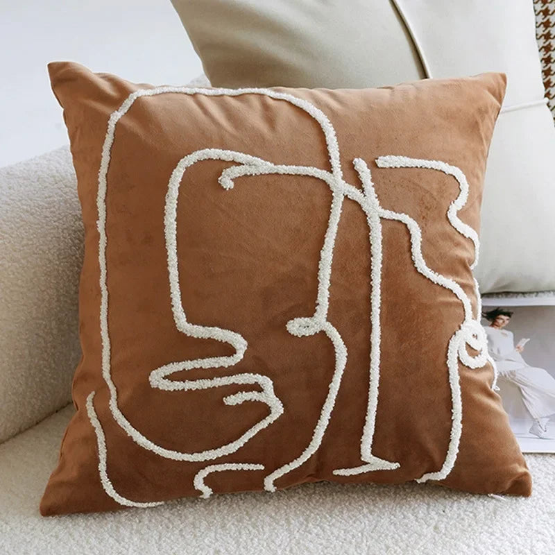 Funda de Almohadón Vintage Nórdica 45x45 cm – Marrón Crema, Estilo Simple y Sofisticado