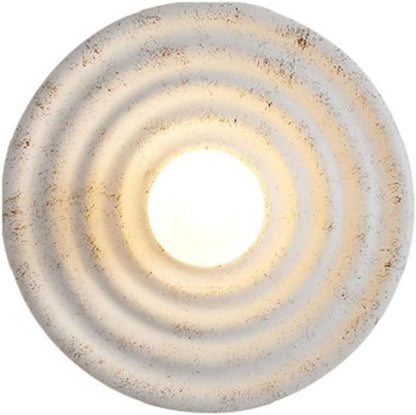Aplique de Pared LED Estilo Japonés Wabi-Sabi – Lámpara Circular de Resina y Vidrio, Moderna para Pasillos, Baños y Ambientes Loft