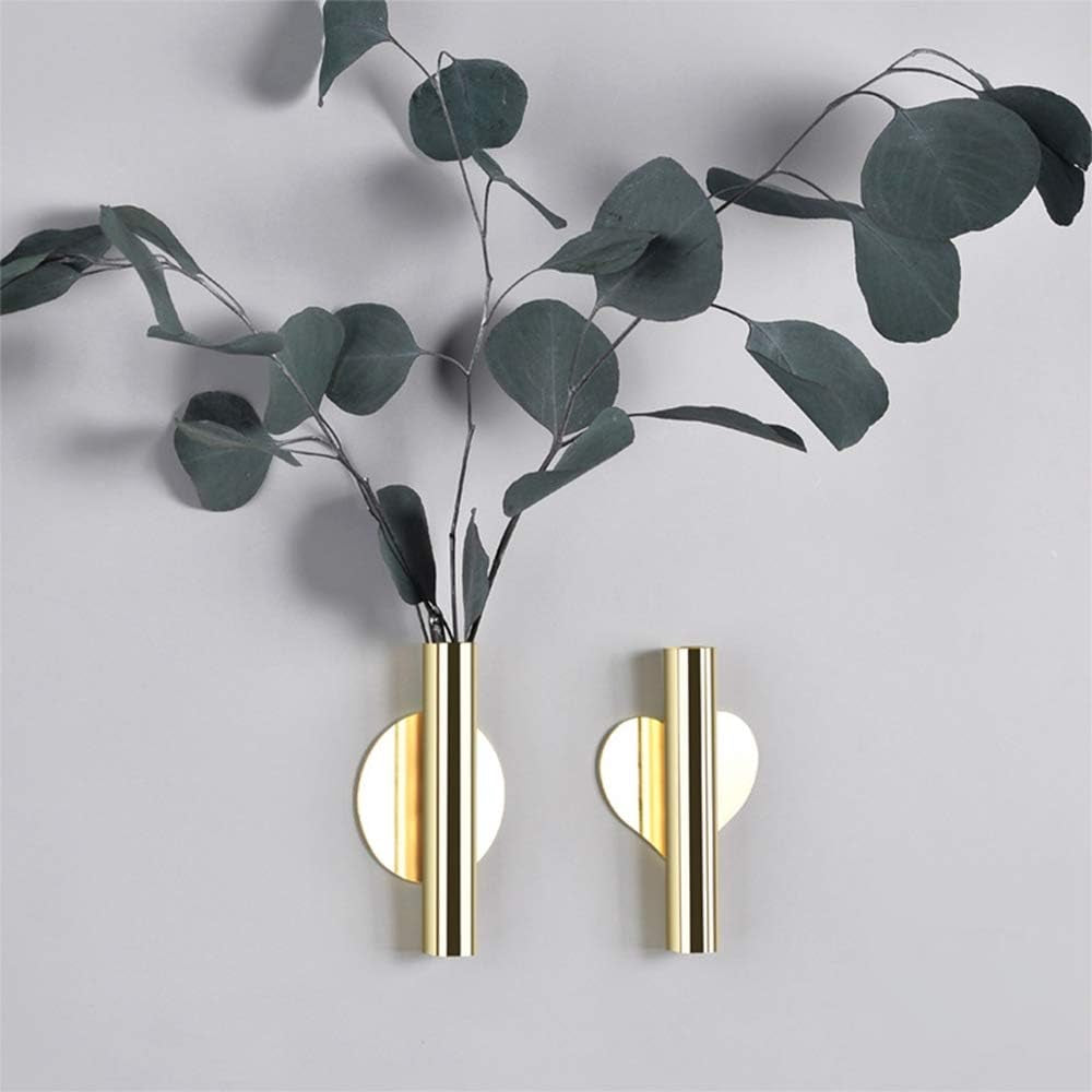 Florero de Pared Redondo Estilo Nórdico en Oro – Jarrón Decorativo con Fijación Adhesiva