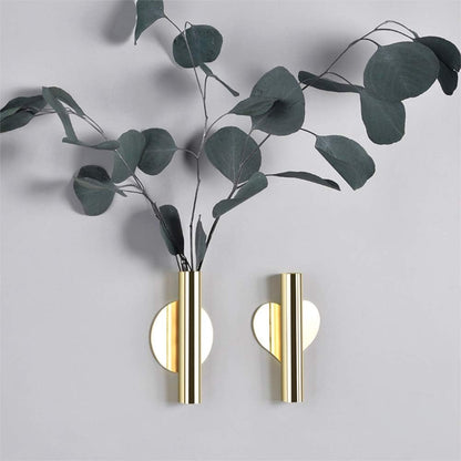 Florero de Pared Redondo Estilo Nórdico en Oro – Jarrón Decorativo con Fijación Adhesiva