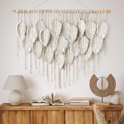 Tapiz Macramé Beige con Hojas Boho