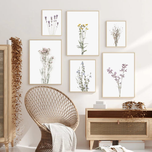 Láminas Botánicas Nórdicas – Posters de Flores Silvestres para Decoración de Pared