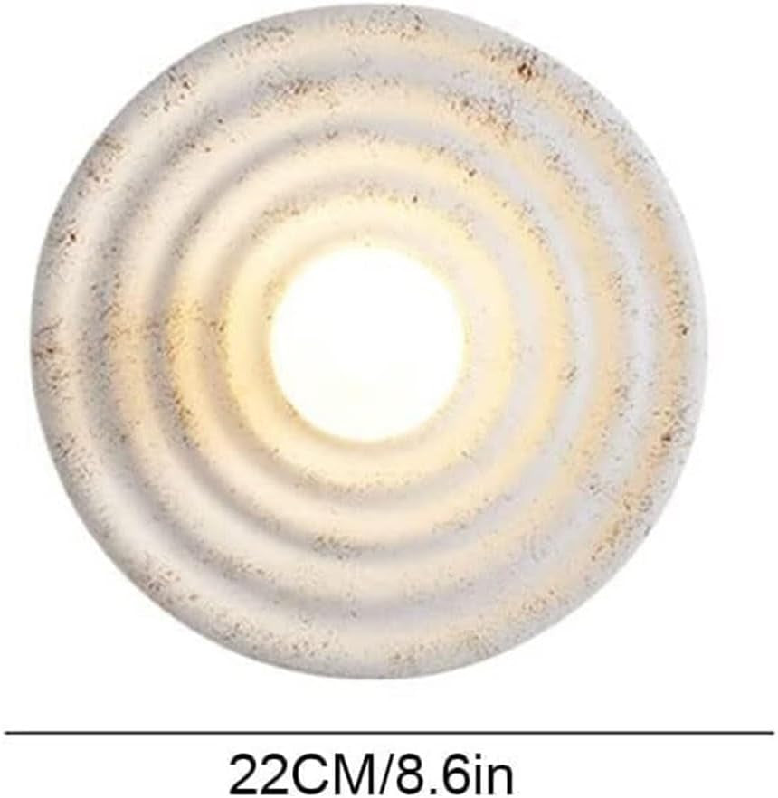 Aplique de Pared LED Estilo Japonés Wabi-Sabi – Lámpara Circular de Resina y Vidrio, Moderna para Pasillos, Baños y Ambientes Loft