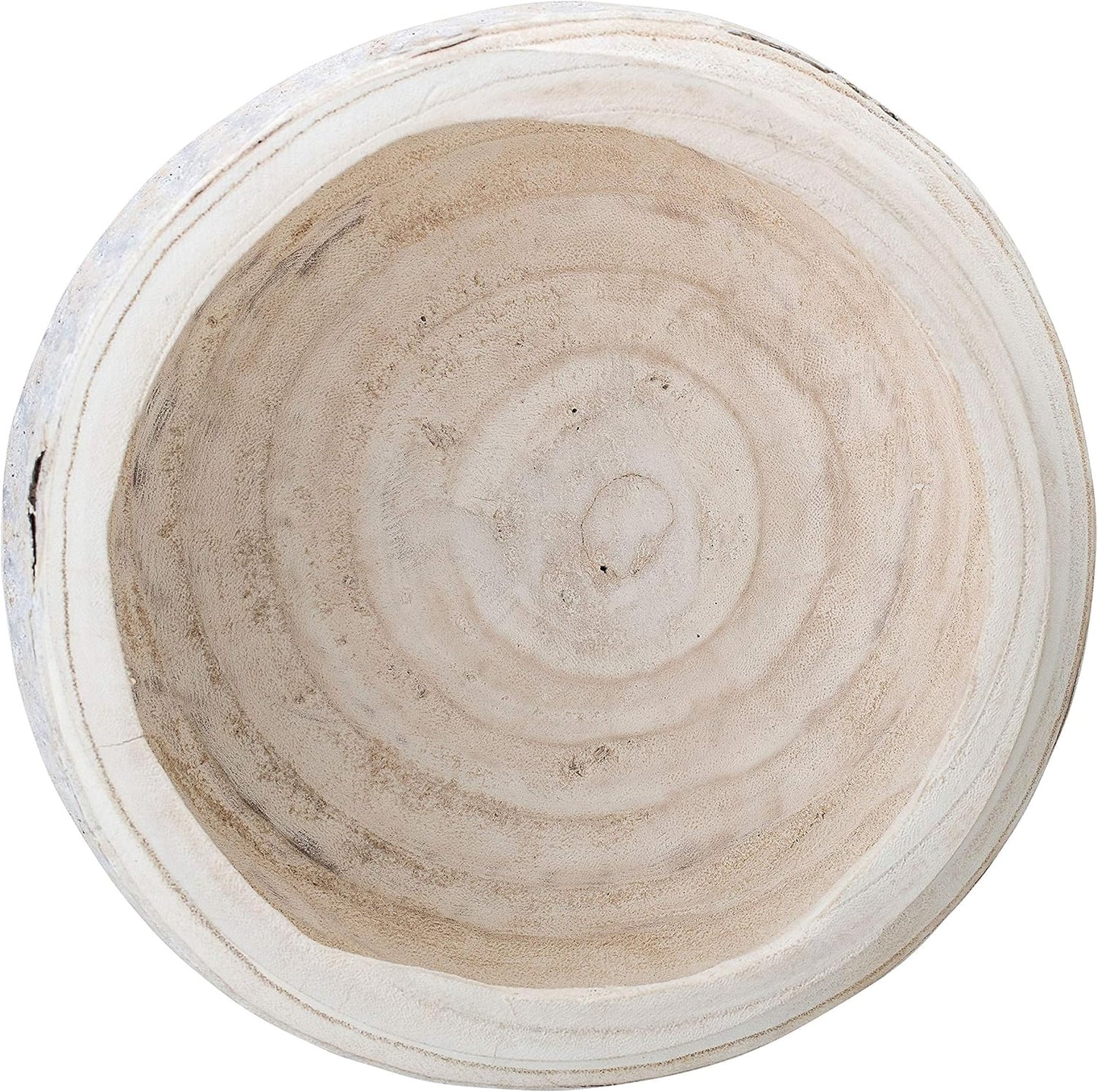 Bowl Paulownia Tallado a Mano Blanco 27 cm