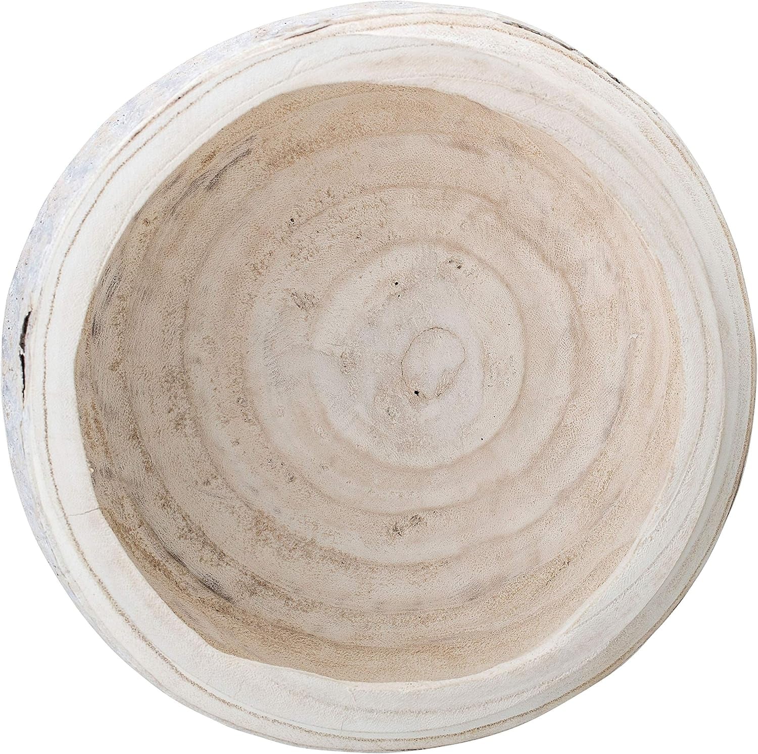 Bowl Paulownia Tallado a Mano Blanco 27 cm