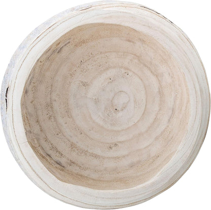 Bowl Paulownia Tallado a Mano Blanco 27 cm