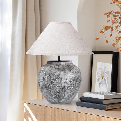 Lámpara Mesa Cerámica Blanca Vintage