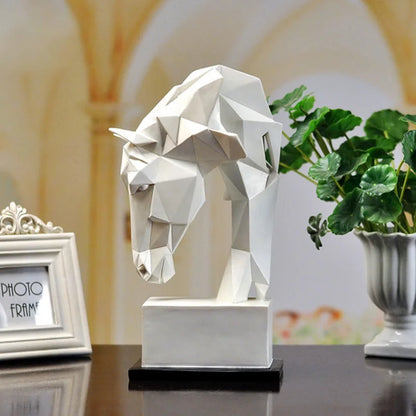 Escultura Cabeza de Caballo en Resina – Decoración Moderna Nórdica Animal Origami