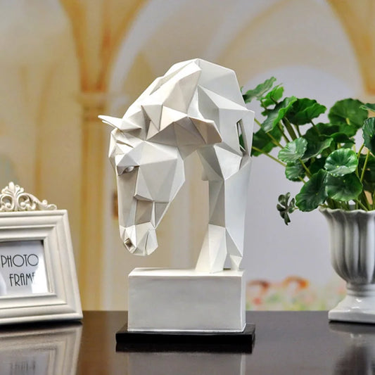 Escultura Cabeza de Caballo en Resina – Decoración Moderna Nórdica Animal Origami